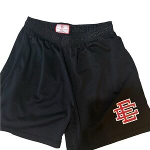 Black EE short with red logo